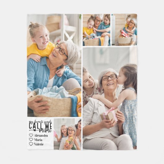 Peronalized 5 Photo Mimi Gift Fleece Deken (Voorkant)