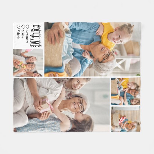 Peronalized 5 Photo Mimi Gift Fleece Deken (Voorkant (Horizontaal))