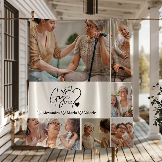 Peronalized 6 Photo Best Gigi Ever Minimalist Fleece Deken