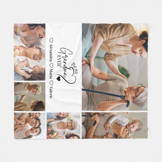 Peronalized 6 Photo Best Grandma Ever Minimalist Fleece Deken (Voorkant (Horizontaal))