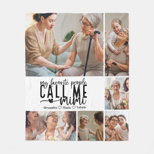 Peronalized 6 Photo Mimi Gift Fleece Deken (Voorkant)