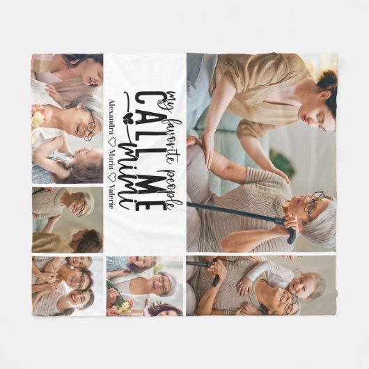 Peronalized 6 Photo Mimi Gift Fleece Deken (Voorkant (Horizontaal))