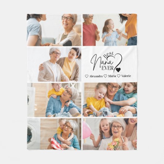Peronalized 7 Photo Best Nana Ever Minimalist Fleece Deken (Voorkant)