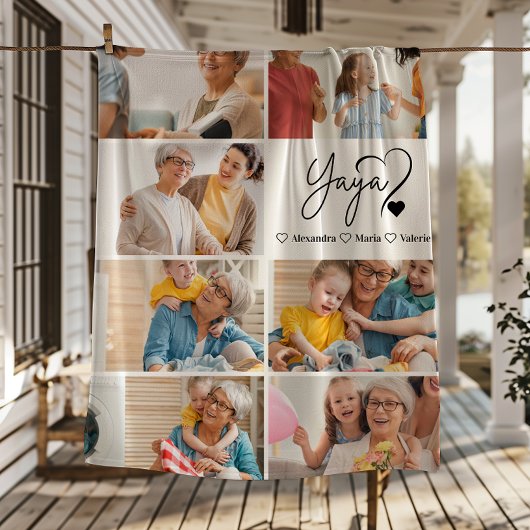 Peronalized 7 Photo Yaya Minimalist Line Art Fleece Deken