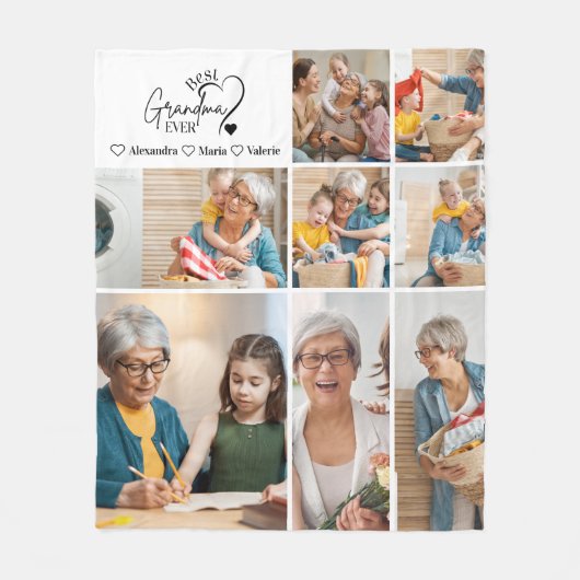 Peronalized 8 Photo Best Grandma Ever Minimalist Fleece Deken (Voorkant)
