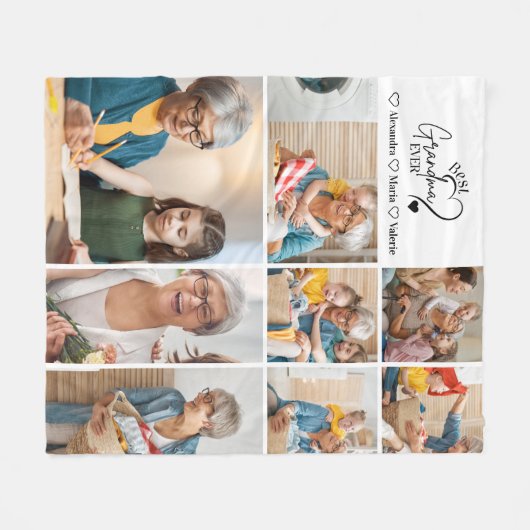 Peronalized 8 Photo Best Grandma Ever Minimalist Fleece Deken (Voorkant (Horizontaal))