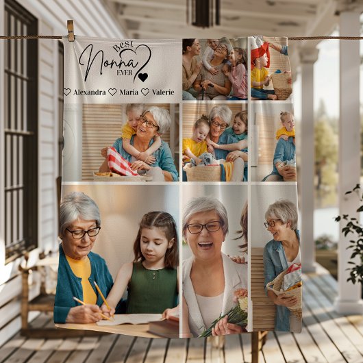 Peronalized 8 Photo Best Nonna Ever Minimalist Fleece Deken