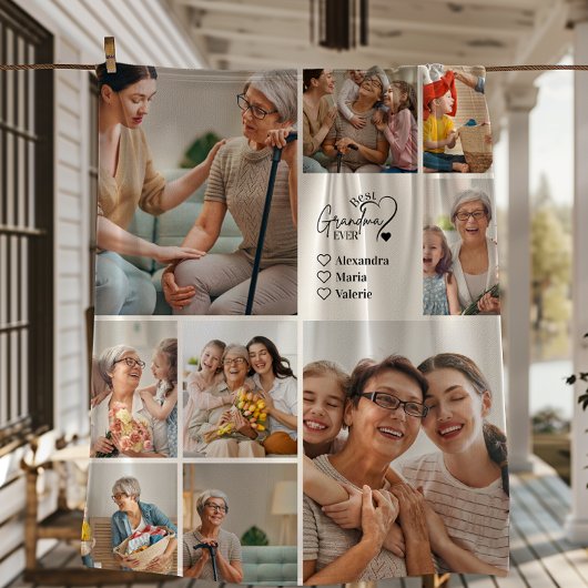 Peronalized 9 Photo Best Grandma Ever Minimalist Fleece Deken