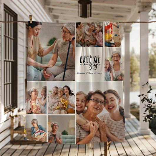 Peronalized 9 Photo Gigi Gift Fleece Deken