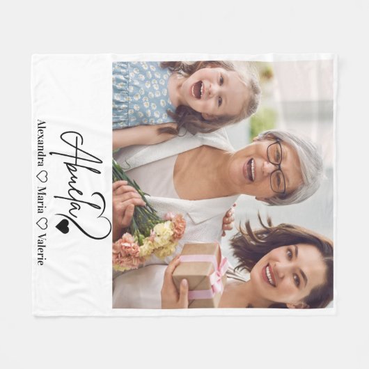 Peronalized Photo Abuela Minimalist Line Art Fleece Deken (Voorkant (Horizontaal))