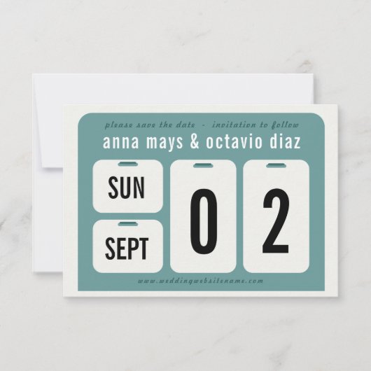 Perpetale agenda slaat de datumkaart op save the date (Voorkant)