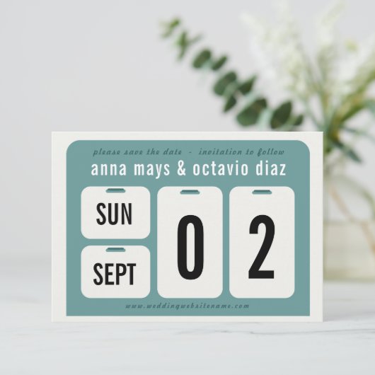 Perpetale agenda slaat de datumkaart op save the date (Staand voorkant)