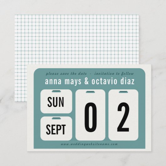 Perpetale agenda slaat de datumkaart op save the date (Voorkant / Achterkant)