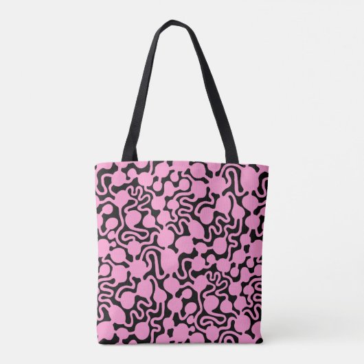 Perpetual Ant Boerderij v2 - Roze op zwart Tote Bag (Achterkant)