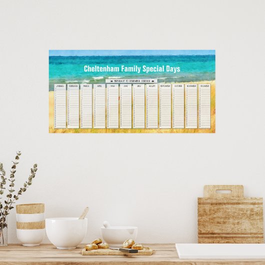 Perpetual Birthday Calendar voor het zomerseizoen Poster (Keuken)