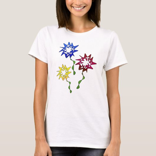 Perpetual Bloom Flower Art in Blue, Red, Yellow T-shirt (Voorkant)
