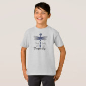 Perpetual Blue Gray Dragonfly Phrase T-shirt (Voorkant volledig)