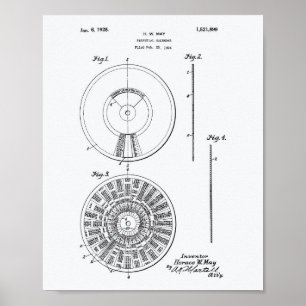Perpetual Calendar 1925 Patent Art-witboek Poster
