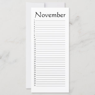 Perpetual Calendar November
