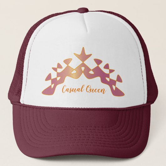 Perpetual "Casual Queen" Crown Oranje Burgundy Trucker Pet (Voorkant)