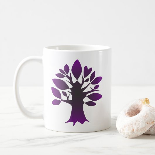 Perpetual Paarse Tree Love Infinity Line Art Koffiemok (Met donut)