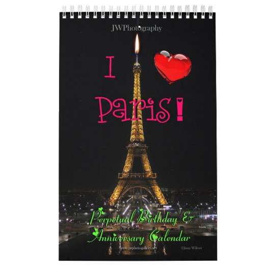 Perpetual Paris Birthday Jubileum Calendar Kalender (Hoes)