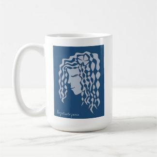 Perpetual Peaceful Woman Blue Blauwgroen Line Art  Koffiemok