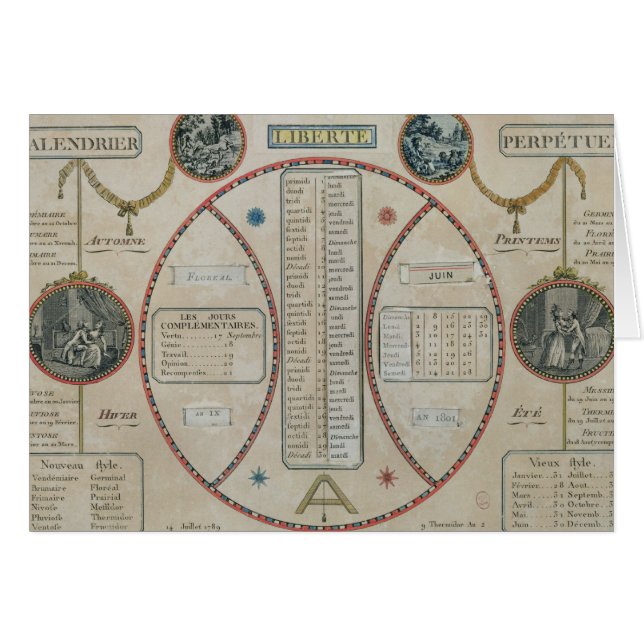 Perpetual Republican Calendar, Juni 1801 (Voorkant Horizontaal)