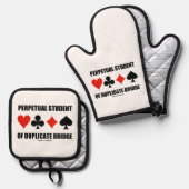 Perpetual Student of Duplicate Bridge Card Suits Ovenwant & Pannenlap Set (Voorkant / Achterkant)