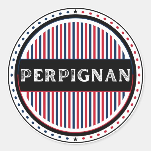 Perpignan City Pride Embleem – Franse identiteit Ronde Sticker (Voorkant)