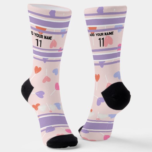 Perple- Name Number heart Socks Sokken (Gebogen)