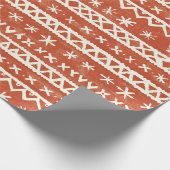 Perracotta Tribal Pattern Holiday Christmas Cadeaupapier (Hoek)
