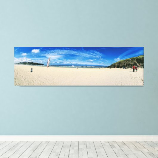 Perranporth Beach Cornwall. Canvas Afdruk (Insitu (Houten vloer))