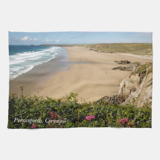 Perranporth Beach, Cornwall Towel Theedoek (Horizontaal)