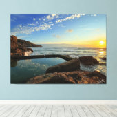Perranporth Beach Pool bij zonsondergang Canvas Afdruk (Insitu (Houten vloer))
