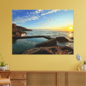 Perranporth Beach Pool bij zonsondergang Canvas Afdruk (Insitu (Woonkamer))