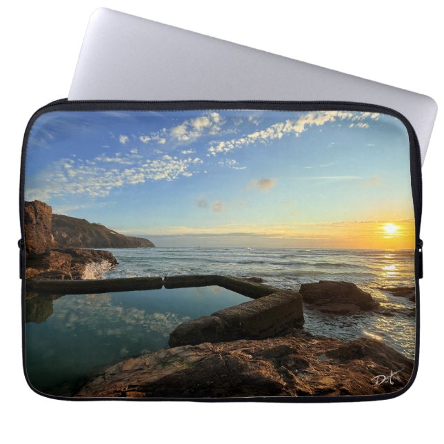 Perranporth Beach Pool bij zonsondergang Laptop Sleeve (Voorkant)