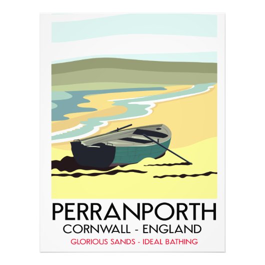 Perranporth Cornwall reisposter aan zee. Foto Afdruk (Voorkant)