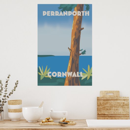 Perranporth Cornwall reisposter Poster (Keuken)