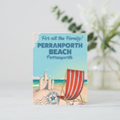 Perranporth strand Oude poster van de kust Briefkaart (Staand voorkant)