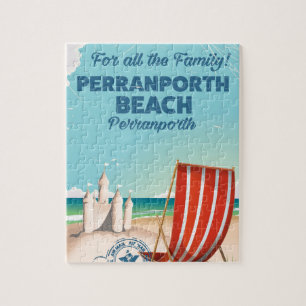 Perranporth strand Oude poster van de kust Legpuzzel