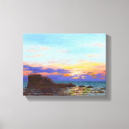 Perranporth strand zonsondergang canvas afdruk (Voorkant)