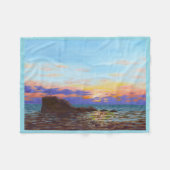 Perranporth strand zonsondergang fleece deken (Voorkant (Horizontaal))