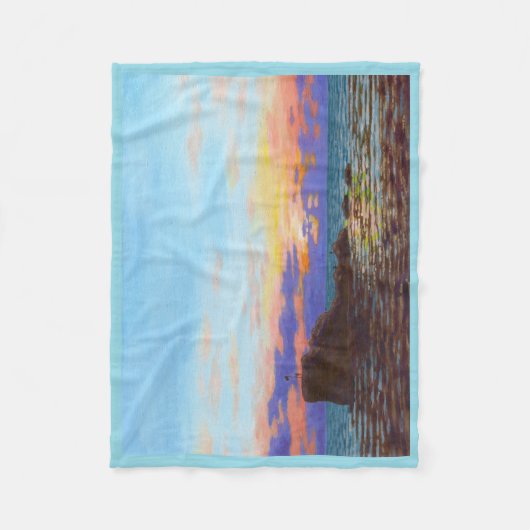 Perranporth strand zonsondergang fleece deken (Voorkant)