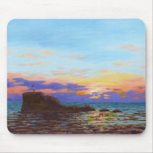 Perranporth strand zonsondergang muismat