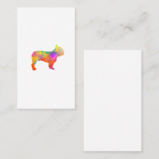 perro french bulldog silueta en acuarela visitekaartje (Voorkant / Achterkant)