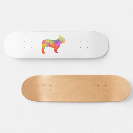 perro french bulldog silueta persoonlijk skateboard (Horizontaal)