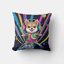 Perro Kawaii Shiba Inu Bailando Neón Retro Kussen
