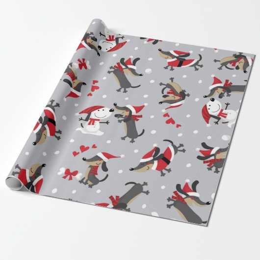 Perro salchicha en  Navidad. Dachshund Christmas Cadeaupapier (Uitgerold)