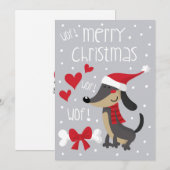 Perro salchicha Noel. Dachshund Santa. Feestdagenkaart (Voorkant / Achterkant)